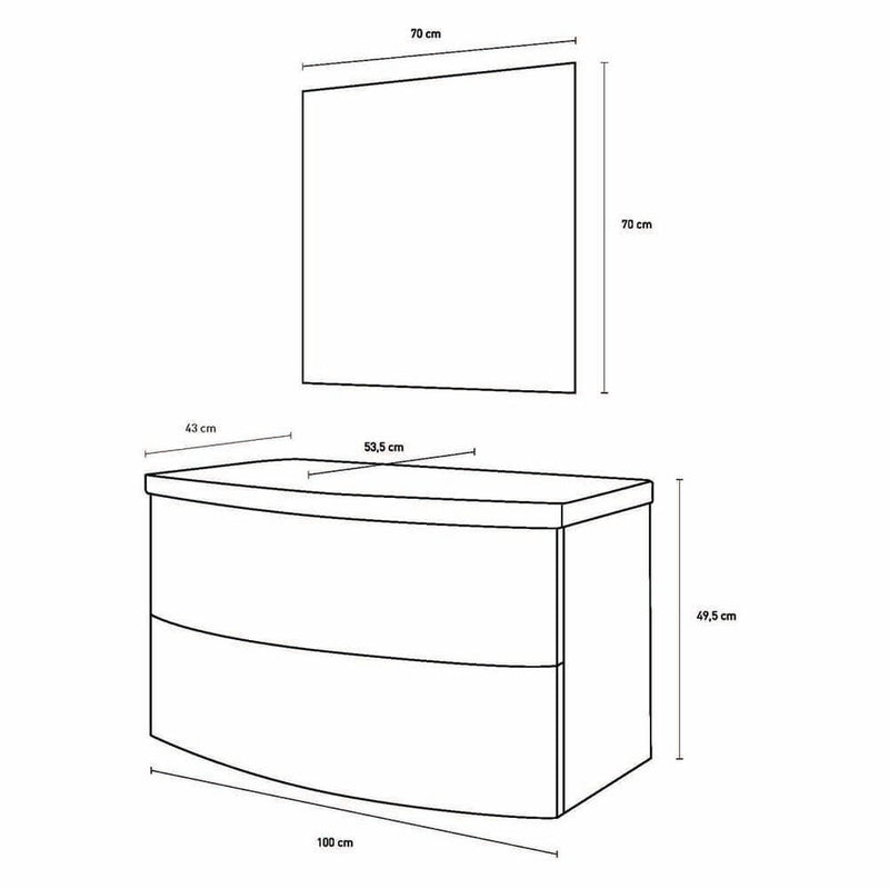 Mobile da Bagno sospeso Monica 2C Bianco Lucido Laccato TFT
