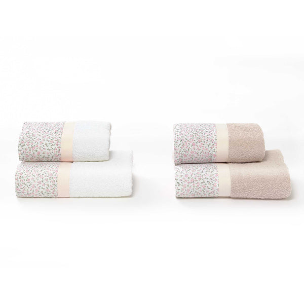 sconto Schwamm-Set, 4-teilig, Gesicht + Gästetücher mit Garrini Emily Pink bedruckten Rüschen