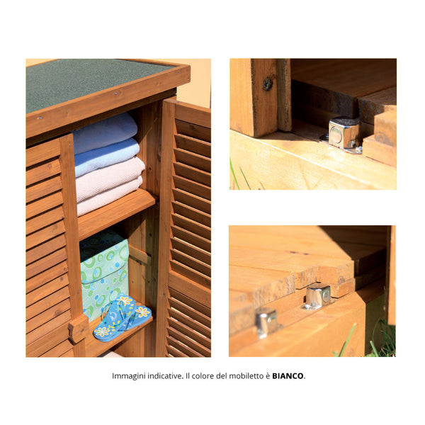 online Mobiler Kleiderschrank Holz Gartenschrank 3 Einlegeböden und 2 Türen für Weiß Outdoor