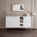 Madia Moderna Credenza 142x83 cm con 3 Ante e Vani a Giorno Zaffiro di Bianco      