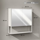 Mobile Bagno a Parete 60x16x60 cm con Specchio Armadietto e Ripiano Aperto in Legno Bianco      