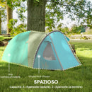 Tenda da Campeggio per 3 Persone Impermeabile con Camera e Veranda Azzurro    