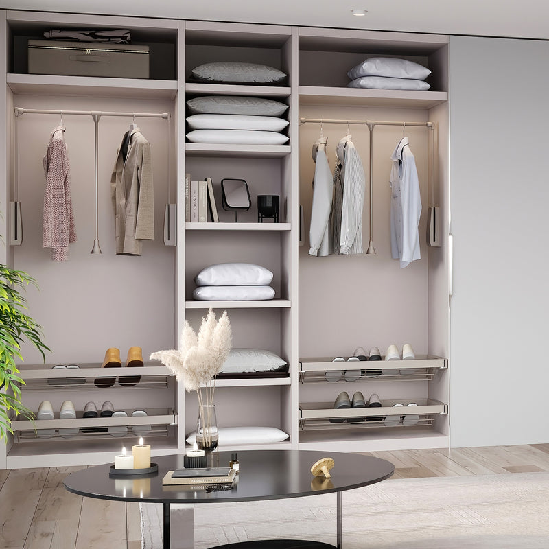 Appendiabiti Estensibile per Armadio da 830 a 1150 mm in Acciaio e Tecnoplastica Emuca Pietra