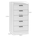 Cassettiera 5 Cassetti 60x40x114 cm in Legno Bianco  