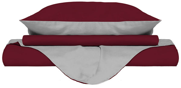acquista Bettbezug mit Tasche und Kissenbezügen Doubleface Bordeaux/Hellgrau Verschiedene Größen