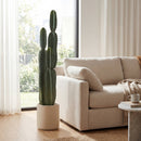 Pianta Artificiale di Cactus Ø25x111 cm con 3 Steli in EVA e Vaso in PP Verde      