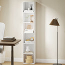 Libreria 30x24x159 cm a 6 Ripiani Scaffale Autoportante per Soggiorno in Laminato Bianco      