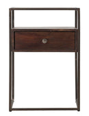 Comodino Burn 45x30x66 cm in Legno di Acacia e in Ferro Marrone