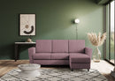 Divano 3 Posti con Pouf 212x155x85 cm Yasel in Tessuto Prugna