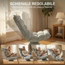 Poltrona Relax Girevole 360° con Schienale Regolabile in 5 Posizioni in Tessuto Effetto Velluto Grigio Chiaro      