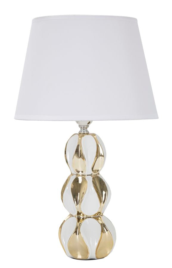 Lampada da Tavolo Glam Balls 28x46x28 cm in Ceramica Bianco/Oro online