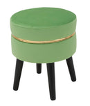 Sgabello Paris Verde Chiaro Ø35x40,5 cm in Legno Spugna e Poliestere Verde e Oro