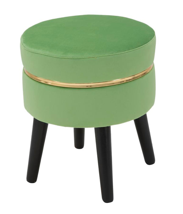 acquista Paris Hocker Hellgrün Ø35x40,5 cm aus Schwammholz und grünem und goldenem Polyester