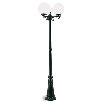 Lampada Palo Alto Tre Luci per Giardino Colore Nero Diametro 25Cm per Esterno Linea Sfera Livos