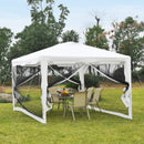 Gazebo in Tessuto PE con Zanzariera Bianco 4x3m 