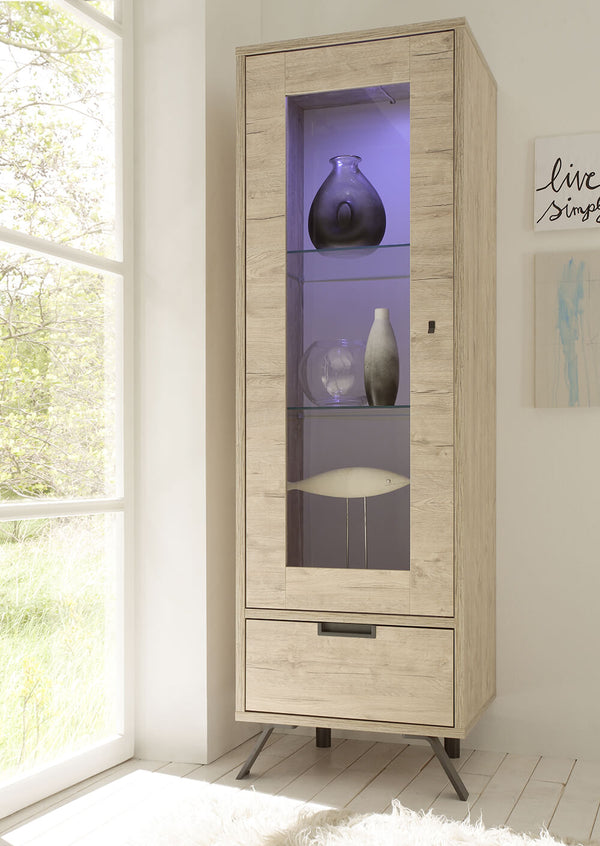 prezzo Mobile Vitrine für Wohnzimmer 1 Tür 1 Schublade in Melaminglas 173x56x50cm TFT Palma Eiche Sherwood