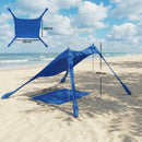 Tenda Spiaggia 2-4 Persone Tappetino Pala Protezione Solare UPF50+ Blu      