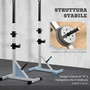 Set 2 Supporti per Bilanciere con 3 Ganci Altezza Regolabile e Portata 200kg in Acciaio    