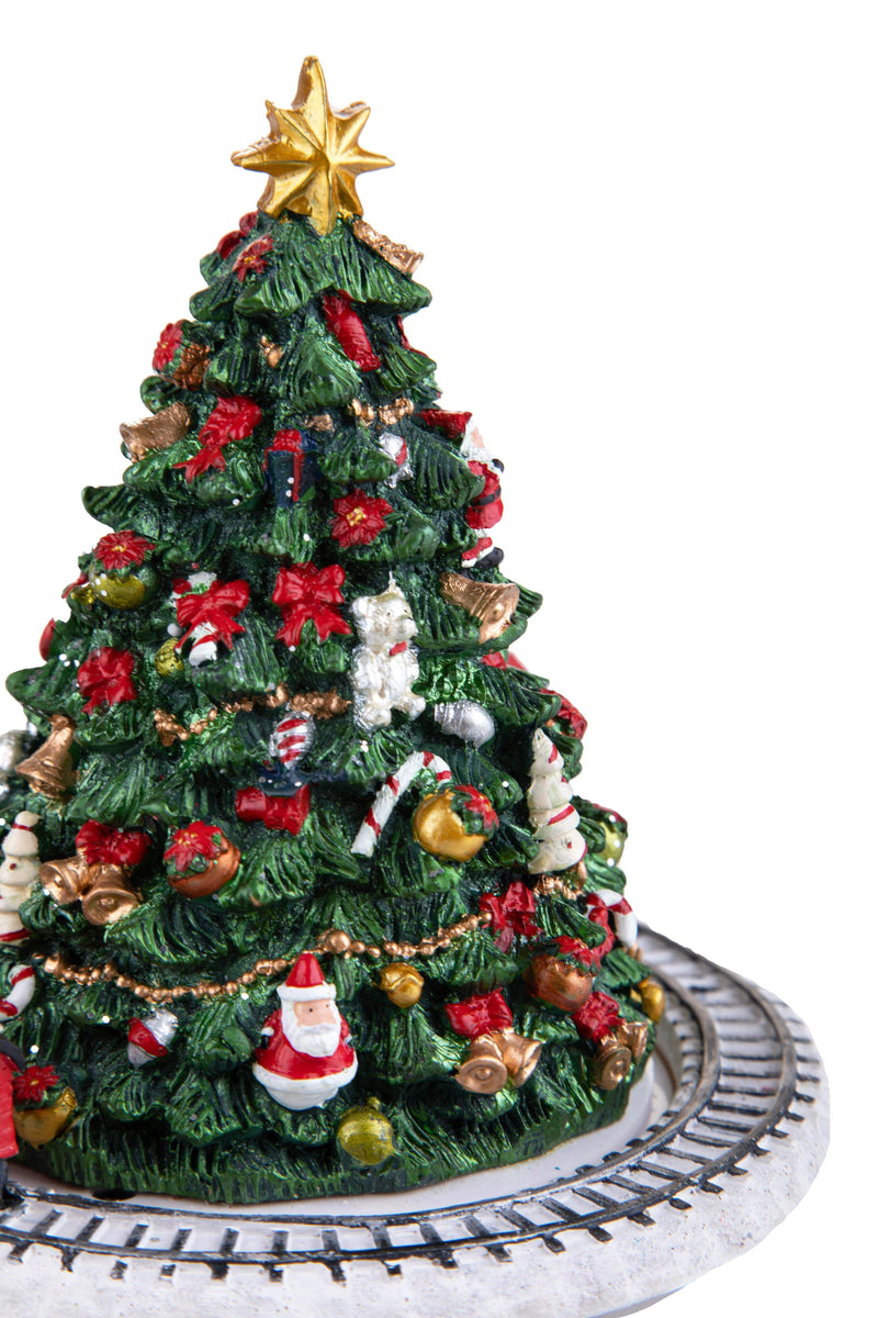 Abete Carillon con Treno Musica e Movimento H16 cm in Resina