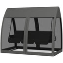 Dondolo da Giardino 2 in 1 Convertibile in Letto 240x140x197 cm con Cuscini e Zanzariera Grigio