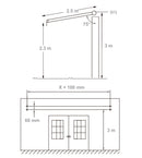 Tenda da Sole Barra Quadra 200x250 cm Tessuto in Poliestere Riga Verde