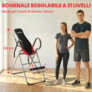Panca ad Inversione Pieghevole e Regolabile 122x59x130 cm con Cintura di Sicurezza in Acciaio Rosso e Nero      