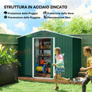 Casetta Box da Giardino Porta Attrezzi 236x174x190 cm con Porte Scorrevoli in Acciaio Verde 