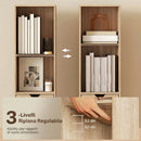 Scaffale Libreria 30x24x158 cm a 4 Ripiani Aperti con Armadietto e Cassetto Color Legno      