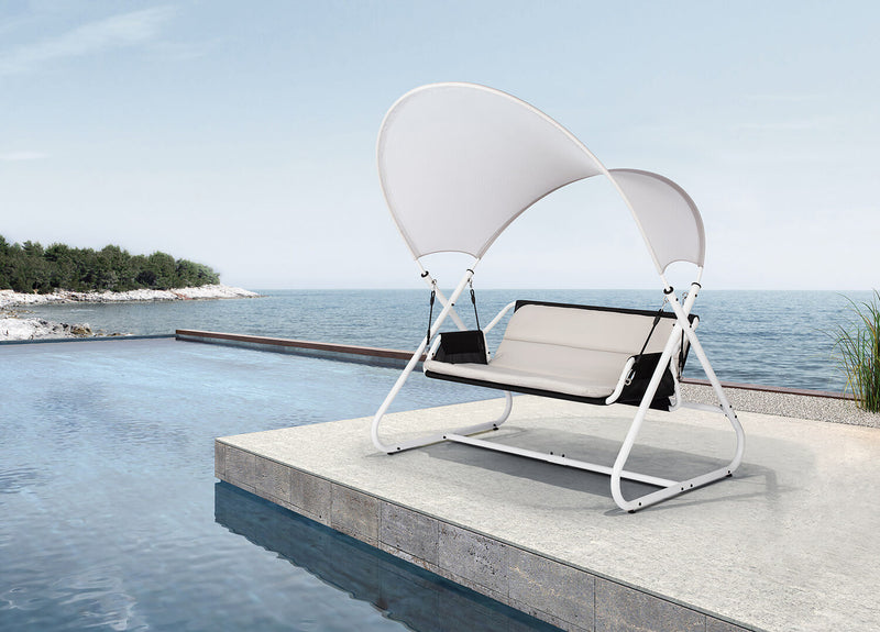 Dondolo da Giardino 2 Posti 166x145x190 cm in Acciaio Portofino