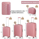 Set 4 Valigie Trolley da Viaggio con Beauty Rigide in Polipropilene Rosa      