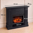 Camino Elettrico da Terra o Incasso 117x30x100 cm con Cornice e Ripiano per TV 55" 1800 W Effetto Fiamma 3D e Timer Nero      