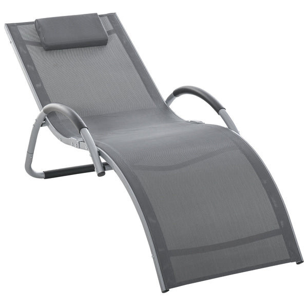 Garten-Sonnenliege 160 x 60 x 65 cm aus grauem Aluminium online