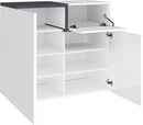 Scarpiera 2 Ante Battenti 1 Antina a Ribalta 80x40x80,1 cm Zet Bianco Lucido e Ardesia