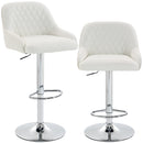 Set 2 Sgabelli da Bar 47x52x86-108A cm con Schienale Girevoli e Regolabili in Finta Pelle Bianco      
