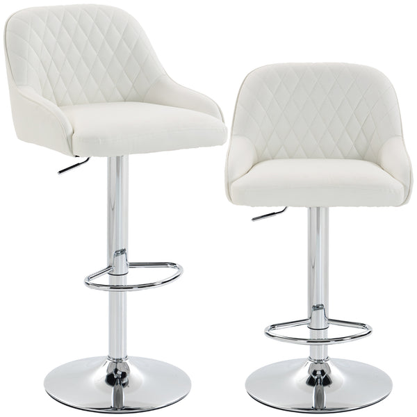 Set 2 Sgabelli da Bar 47x52x86-108A cm con Schienale Girevoli e Regolabili in Finta Pelle Bianco online