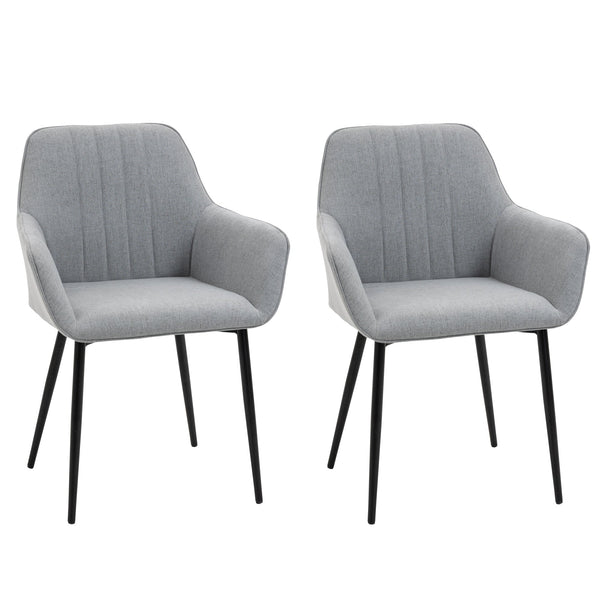 Set mit 2 gepolsterten Stühlen 59,5 x 56,5 x 81 cm in hellgrauem Leinen sconto