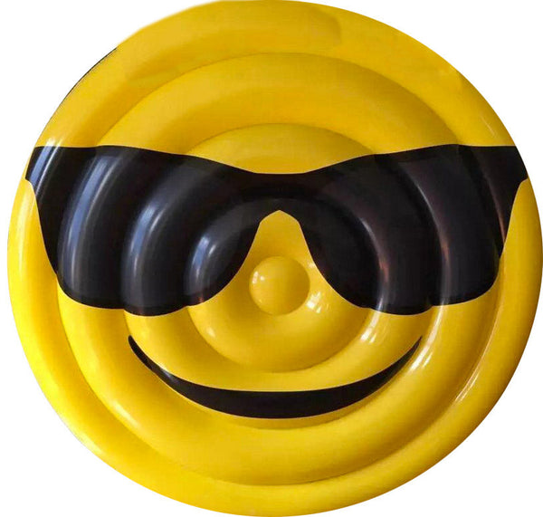 prezzo Aufblasbare Matratze Ø150 cm aus PVC in Form von Emoji Ranieri Face Glasses Yellow