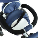 Passeggino Triciclo per Bambini con Maniglione Tetto Parapioggia Regolabile e Cestino Blu 