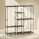 Armadio Aperto Salvaspazio 182x43x182 cm con 3 Barre Appendiabiti 5 Ripiani Struttura in Acciaio Nero      
