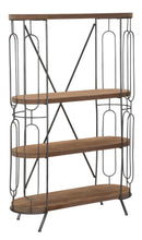 Libreria New Mexico 100x38x150,5 cm in Ferro e MDF Marrone e Grigio