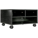 Mobile Porta Stampante a 2 Ripiani in Legno con Ruote per Ufficio e Studio 47x40x22,5 cm in Truciolato Nero