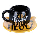 Set piattino e tazza  in Ceramica VdE Tivoli 1996 Cats Giallo e Nero