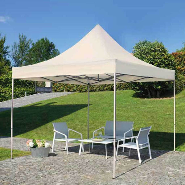 sconto Gartenpavillon aus Aluminium und Eisen Faltbar 3x3 mt Vorghini Ecru