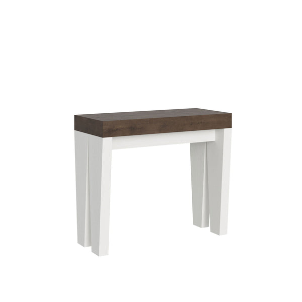 sconto Consolle Allungabile 90-300x40x77 cm in Nobilitato Marrone e Bianco