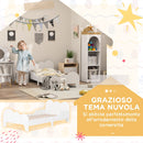 Letto Montessori per Bambini 3-8 Anni 143,5x74,5x56 cm con Sponde Anti-Caduta a Forma di Nuvola in MDF Bianco      