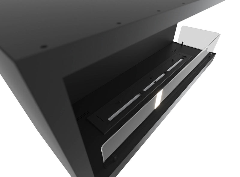 Camino a Bioetanolo da Incasso 110x45 cm Inside P1100 V2 Angolo a Destra Nero con Vetro