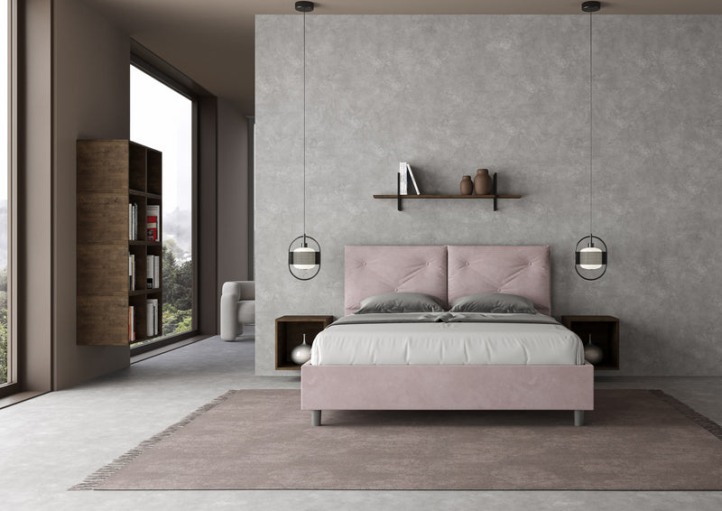 Letto Matrimoniale con Alzata Comoda Imbottito in Microfibra Appia Glicine Varie Misure