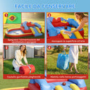 Castello Gonfiabile per Bambini 342x255x209 cm con Scivolo Piscina per Palline Canestro da Basket e Soffiatore in Tessuto Oxford Blu      