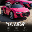 Macchina Elettrica per Bambini 3-6 Anni 12 V Audi R8 Spyder 107x58x44 cm 3-5 km/h con 2 Motori e Telecomando in PP Rosa      