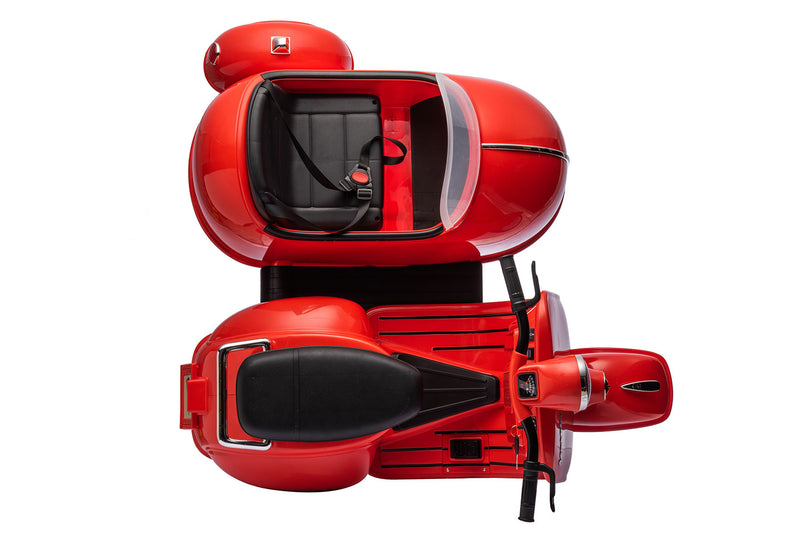 Moto Elettrica per Bambini Licenza Piaggio Vespa Sidecar 12V Rosso  